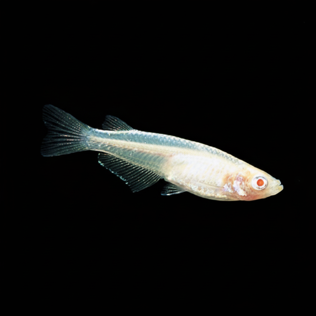 Healthy Albino Medaka (Oryzias latipes) photographed at Nero Labs