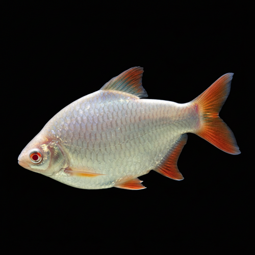 Healthy Albino Tinfoil Barb (Barbonymus schwanenfeldii) photographed at Nero Labs