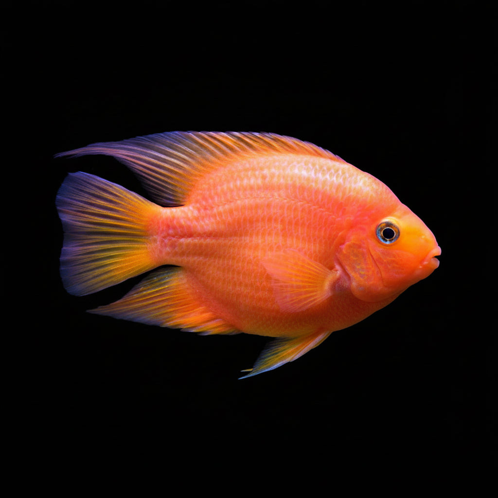 Healthy Blood Parrot Cichlid photographed at Nero Labs