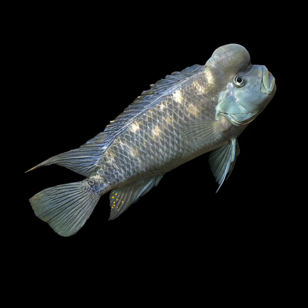 Healthy Buffalo Head Cichlid (Steatocranus casuarius) photographed at Nero Labs