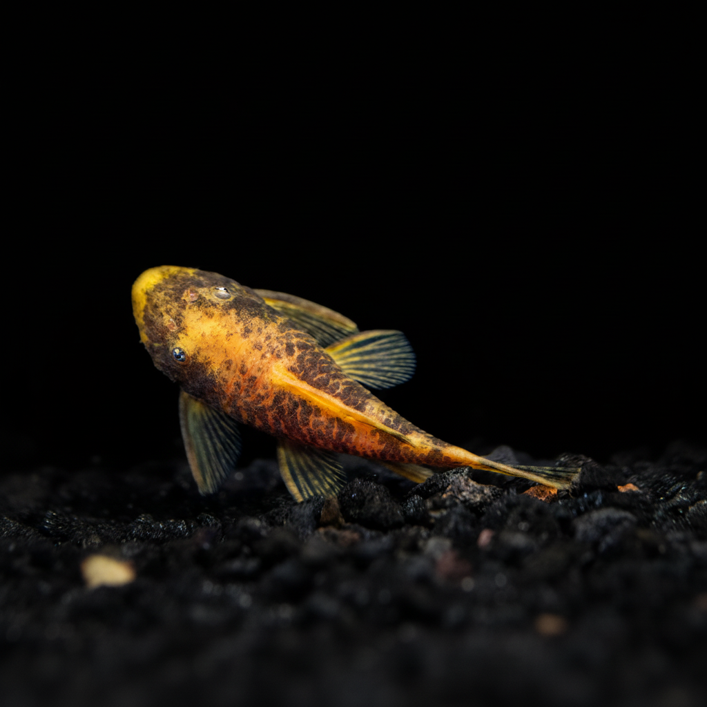 Healthy Calico Bristlenose Pleco (Ancistrus sp.) photographed at Nero Labs