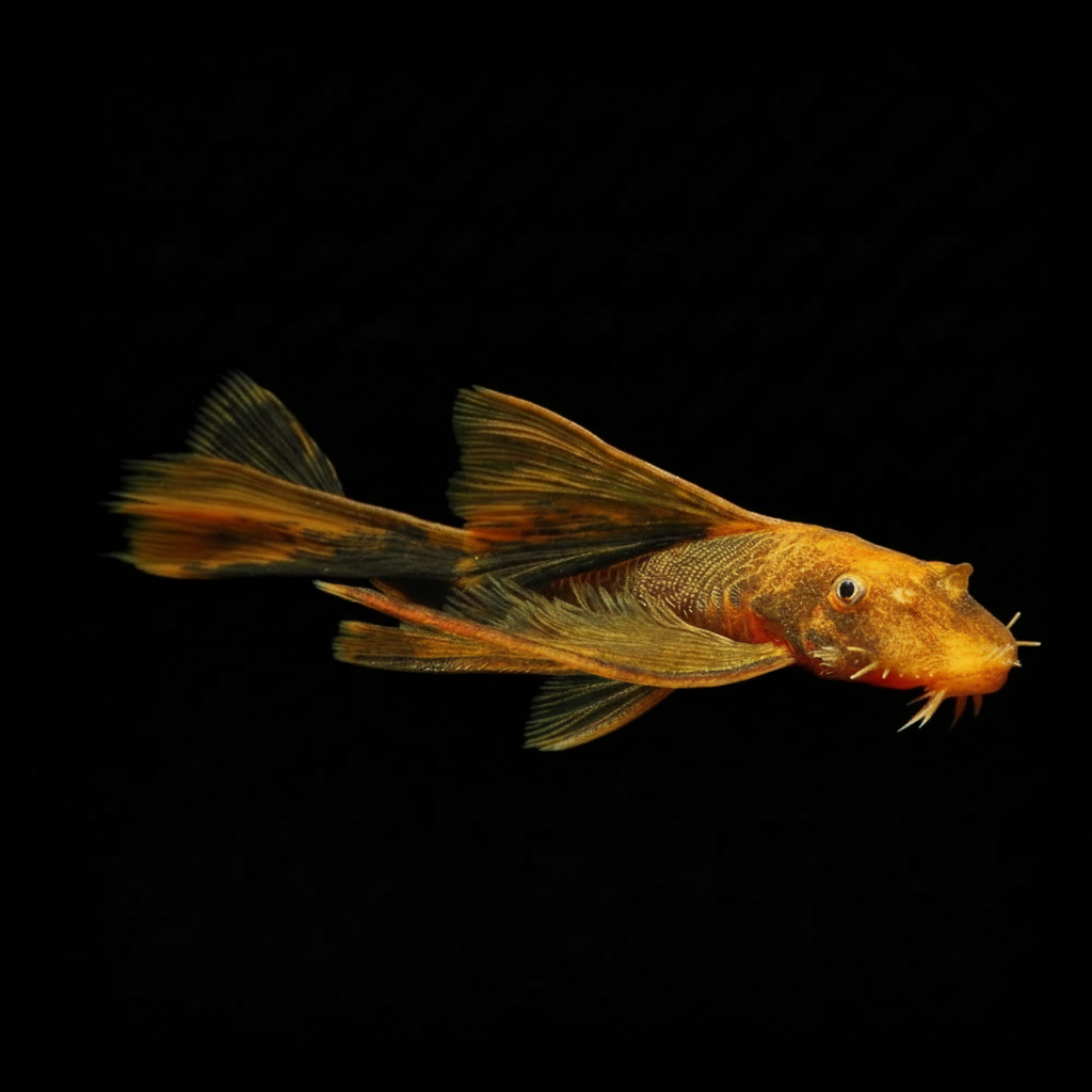 Healthy Calico Veiltail Bristlenose Pleco (Ancistrus sp.) photographed at Nero Labs