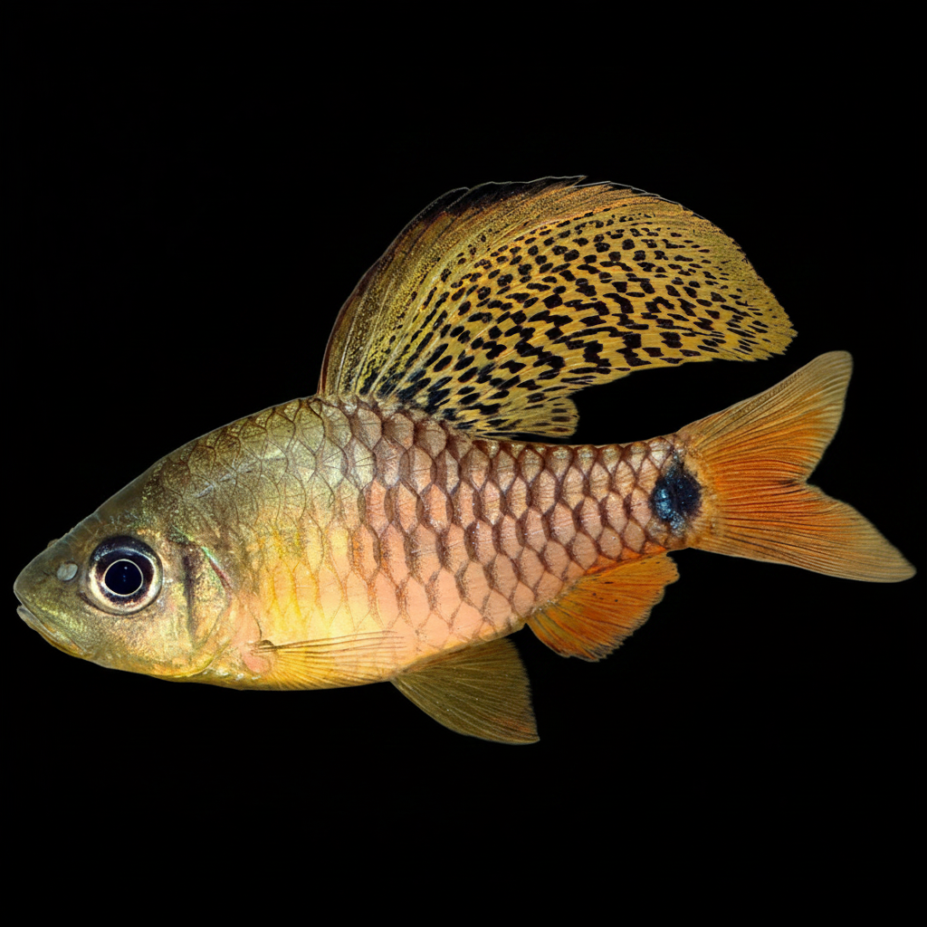Healthy Drape Fin Barb (Oreichthys crenuchoides) photographed at Nero Labs