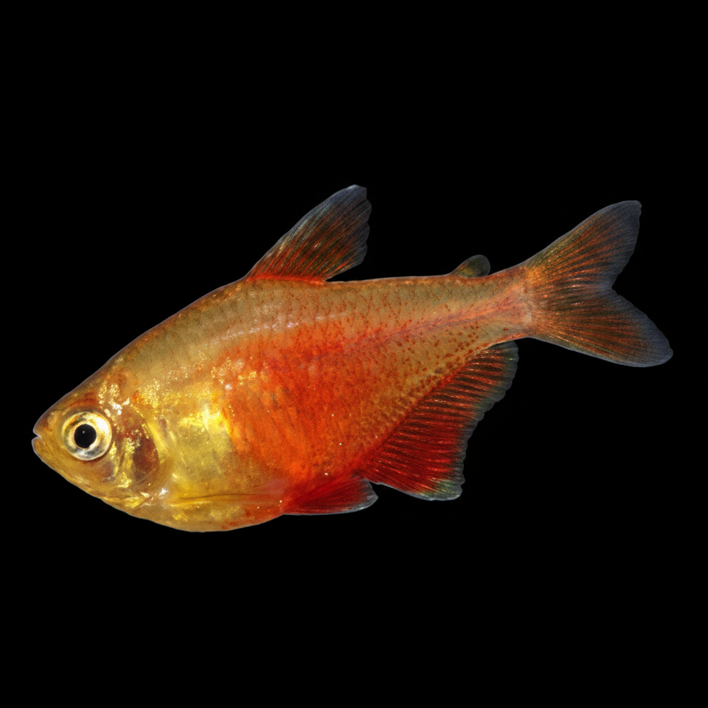 Healthy Flame Tetra (Hyphessobrycon flammeus) photographed at Nero Labs