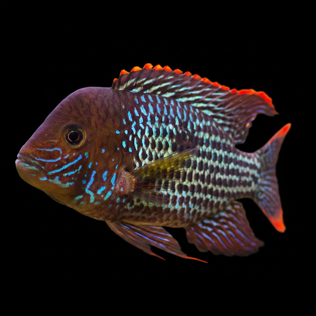 Healthy Green Terror (Andinoacara rivulatus) photographed at Nero Labs