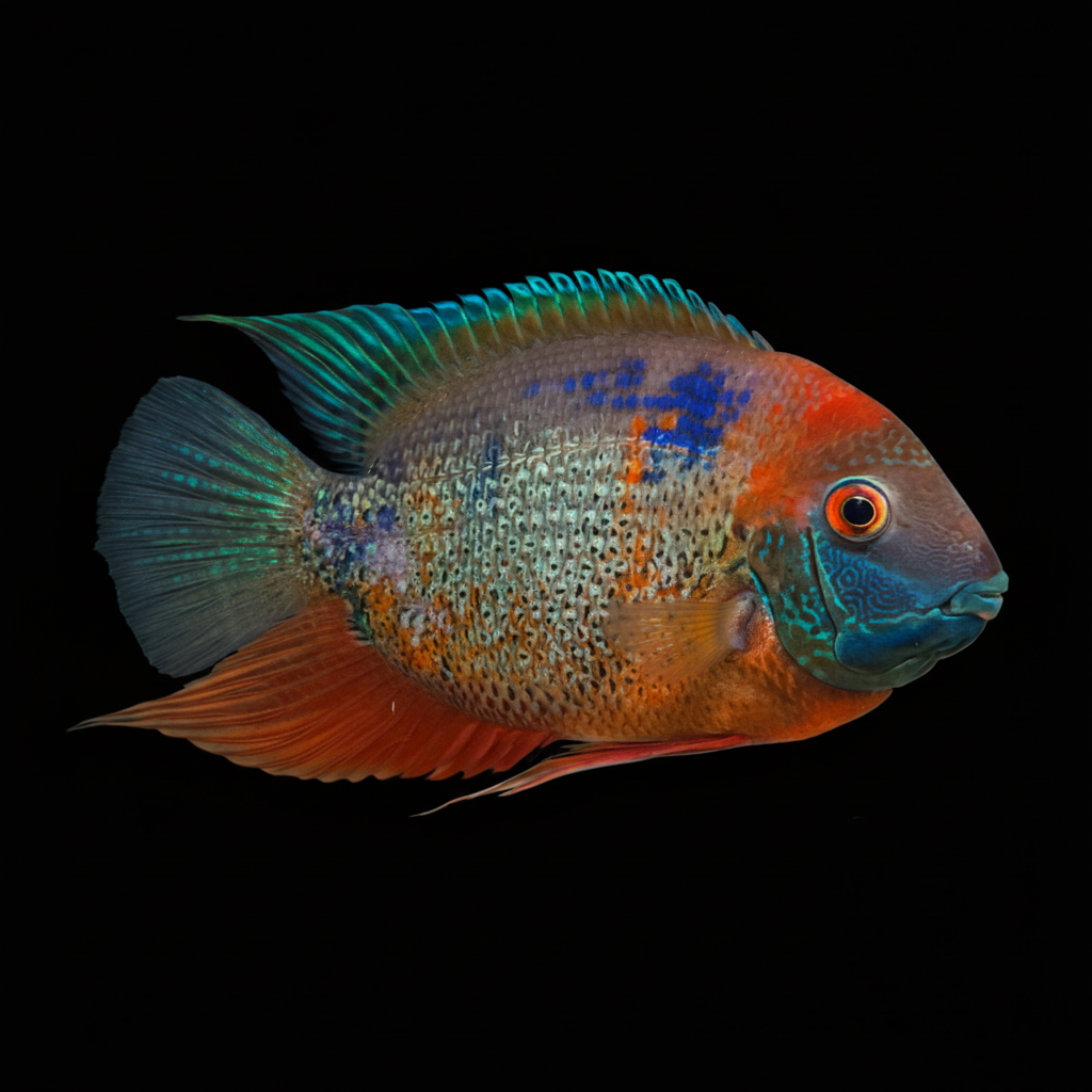 Healthy Rotkeil Severum (Heros sp. 'Rotkeil') photographed at Nero Labs