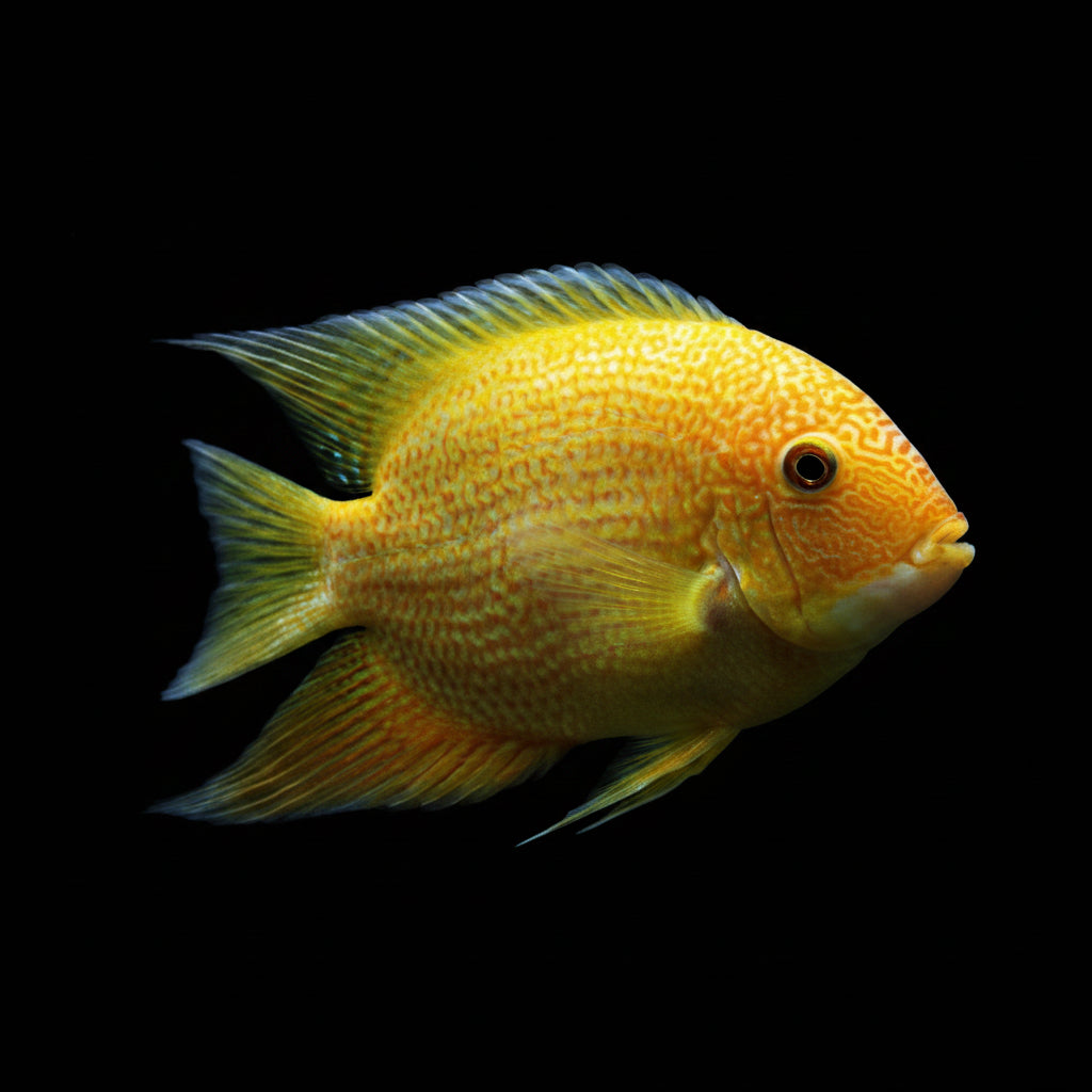 Healthy Yellow Severum (Heros efasciatus) photographed at Nero Labs